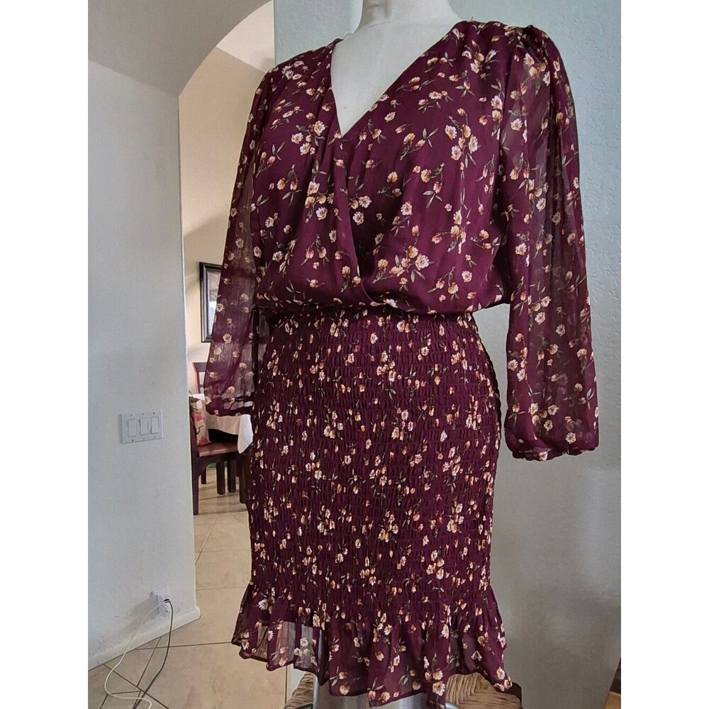 Francesca's Trixx, Wrap Top, Elastic Gather Bottom Dress Sz Large